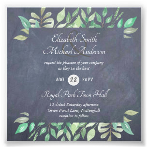 Modern Greenery Wedding Invitation Budget Photo Print