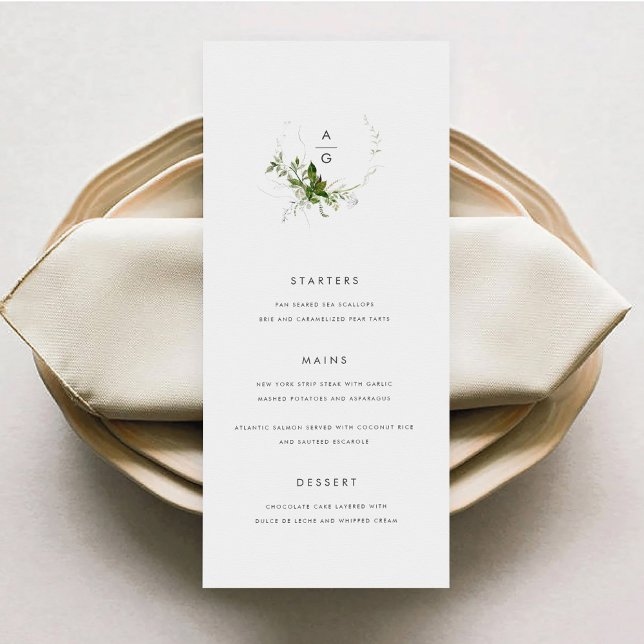 Modern Greenery Wedding Menu Card (Modern Greenery Wedding Menu)