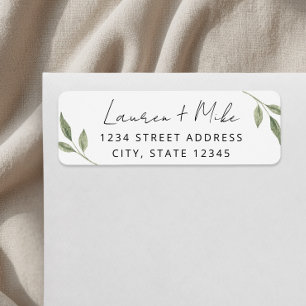Modern Greenery Wedding Return Address Labels