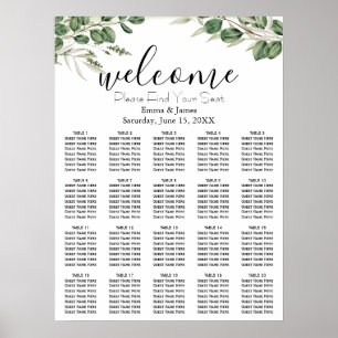 Modern Greenery Wedding Seating Chart