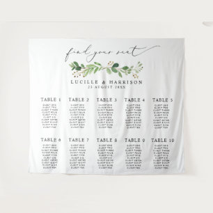 Modern Greenery Wedding Seating Plan Tapestry