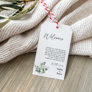 Modern Greenery White Destination Wedding Welcome Gift Tags