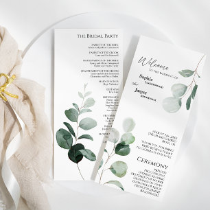 Modern Greenery White Wedding Flat Program