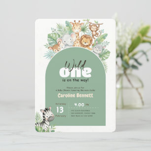 Modern Greenery Wild One Baby Shower Invitation