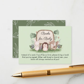 Modern Greenery Woodland Books For Baby Enclosure Card