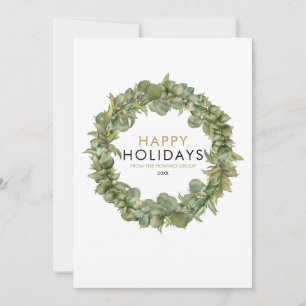 Modern Greenery Wreath Office Holiday Card
