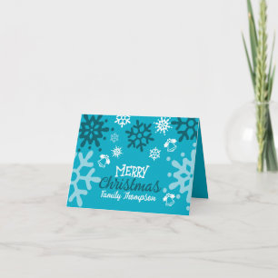 Modern greeting card design for Christmas on a blu