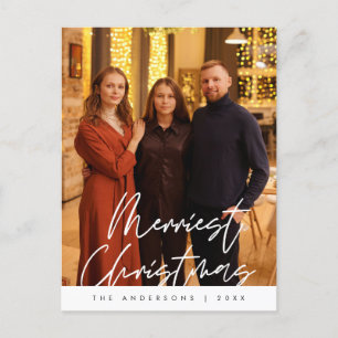 Modern Greeting,  Merry Christmas Family Photo Postcard
