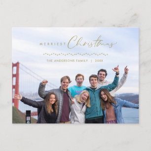 Modern Greeting, Merry Christmas Family Photo  Postcard