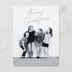 Modern Greeting, Merry Christmas Family Photo Postcard