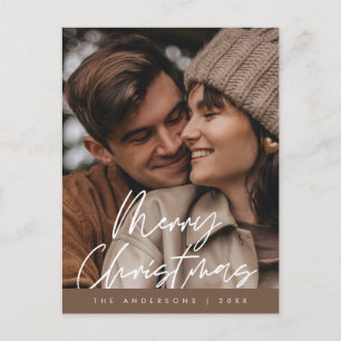 Modern Greeting, Merry Christmas Family Photo Postcard