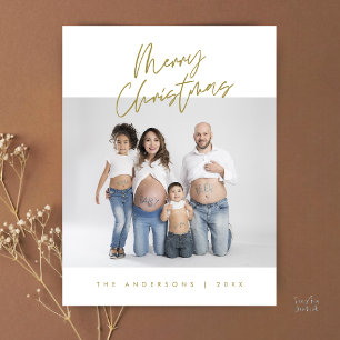 Modern Greeting,  Merry Christmas Family Photo Postcard
