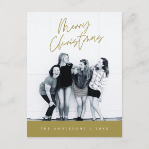 Modern Greeting,  Merry Christmas Family Photo Postcard