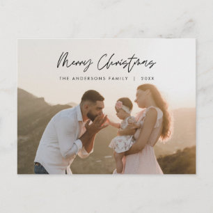 Modern Greeting, Merry Christmas Family Photo  Postcard