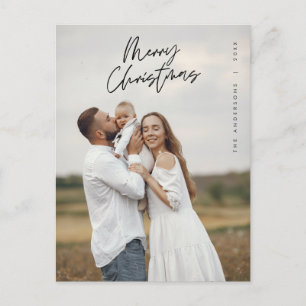 Modern Greeting, Merry Christmas Family Photo Postcard