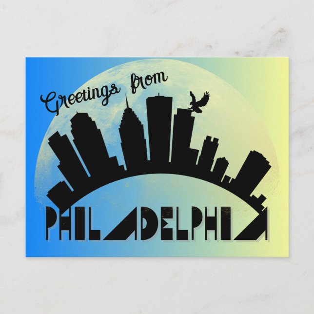 Modern Greetings from Philadelphia Postcard (Front)