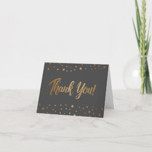 Modern grey 50th birthday faux gold confetti  thank you card