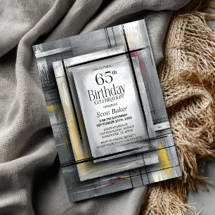 Modern Grey 65th Birthday Party Invitation