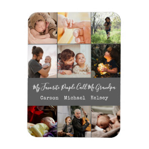 Modern Grey 9 Photo Collage for Grandpa Magnet