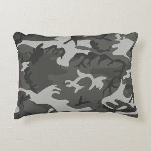 Modern Grey Abstract Camo Camouflage Decorative Pillow
