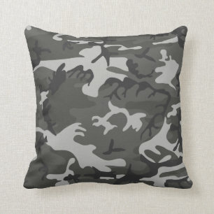 Modern Grey Abstract Camo Camouflage Throw Pillow