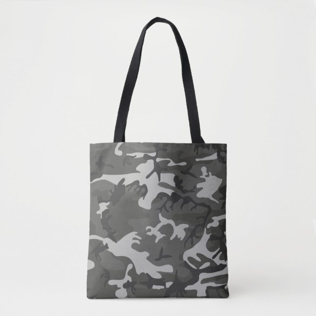Modern Grey Abstract Camo Camouflage Tote Bag (Front)