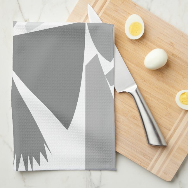 Modern Grey Abstract Geometric Pattern      Kitchen Towel (Quarter Fold)