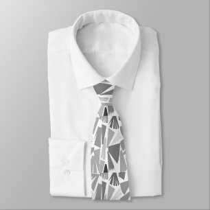 Modern Grey Abstract Geometric Pattern     Tie