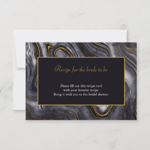 Modern Grey Agate Bridal Shower Recipe Card