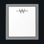 Modern Grey and Black Monogram Notepad<br><div class="desc">This modern monogram notepad features a frame of grey and black with a matching black and grey monogram that you can personalize with your choice of name and initial.</div>