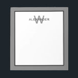 Modern Grey and Black Monogram Notepad<br><div class="desc">This modern monogram notepad features a frame of grey and black with a matching black and grey monogram that you can personalize with your choice of name and initial.</div>