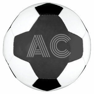 Modern Grey and Black Monogram Soccer Ball