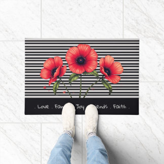 Modern Grey And Black Stripe Doormat
