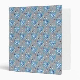 Modern grey and blue Holiday Snowflakes pattern Binder