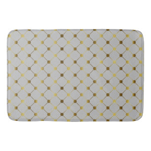 Modern Grey and Gold Dot Grid   Bath Mat