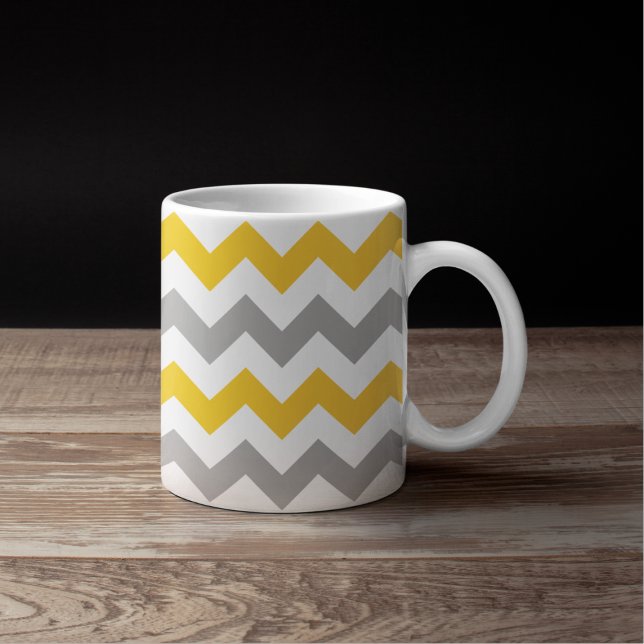 Modern Grey and Goldenrod Chevron Pattern Coffee Mug (Creator Uploaded)