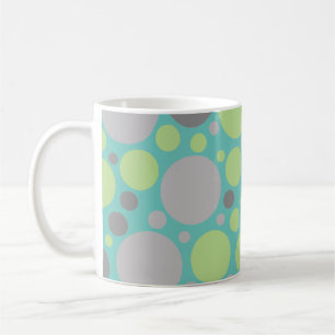 Modern Grey and Green Bubbles Coffee Mug