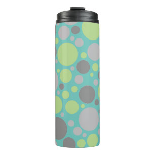 Modern Grey and Green Bubbles Thermal Tumbler