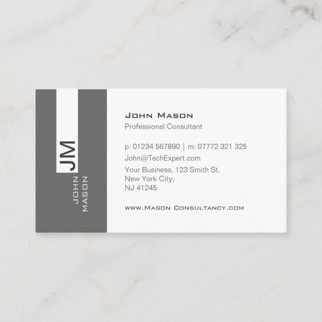 Modern Grey and Platinum Consultant Business Card (Front)