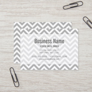 Modern Grey and White Chevron Pattern Business Card