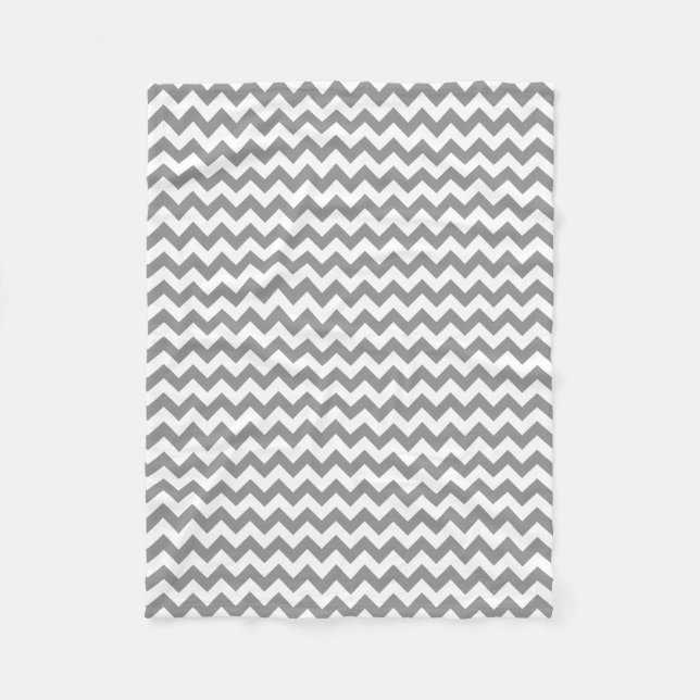 Modern Grey and White Chevron Zigzag Fleece Blanket (Front)
