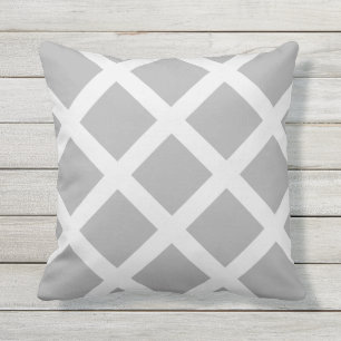 Modern Grey and White Criss Cross Stripes Throw Pillow