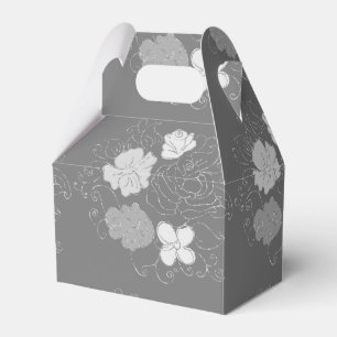 Modern Grey and White Floral Pattern  Favor Box