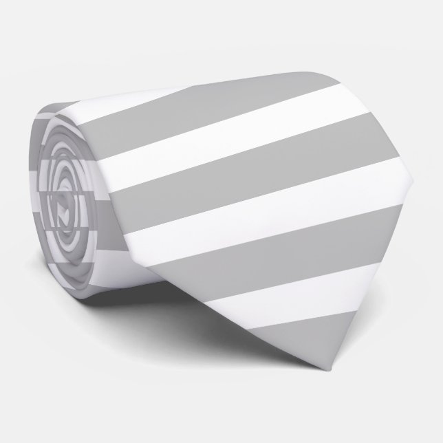 Modern Grey And White Horizontal Striped Tie (Rolled)