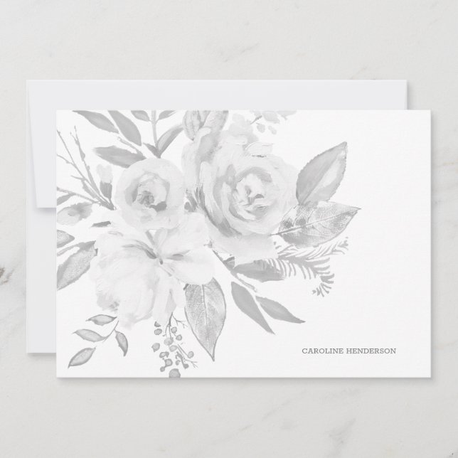 Modern Grey and White Monochromatic  Personalized Card (Front)