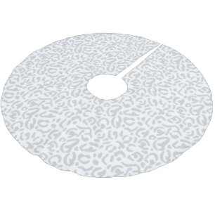 Modern Grey and White Snow Leopard Print Christmas Brushed Polyester Tree Skirt