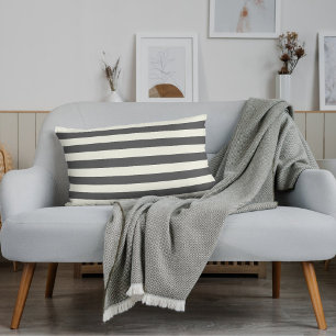 Modern Grey and White Stripe Pattern Minimalist Lumbar Pillow