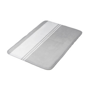 Modern Grey and White striped Bath Mat