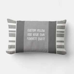 modern grey and white stripes add your text  lumbar pillow