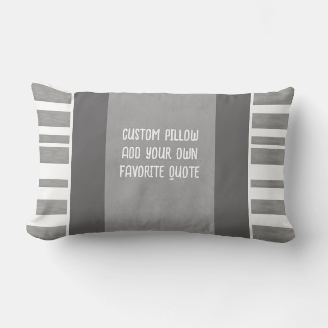modern grey and white stripes add your text  lumbar pillow (Front)